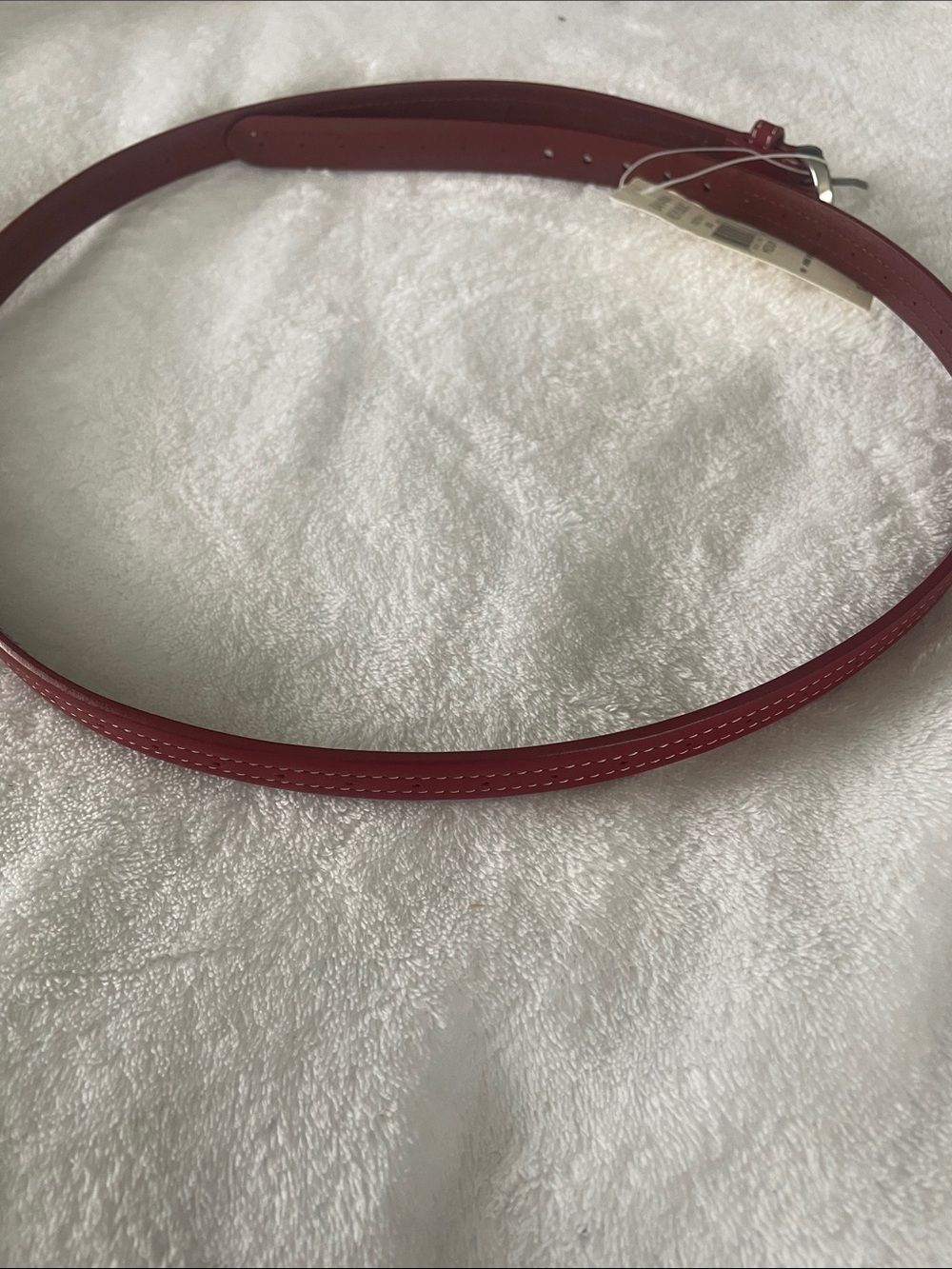 Banana Republic Red Leather Slim Belt with Silver Buckle